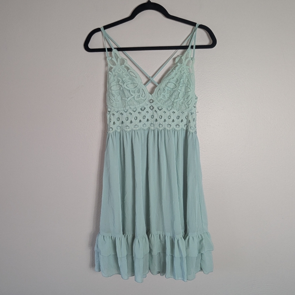 L Love Tree Mint Lace Bust Mini Dress